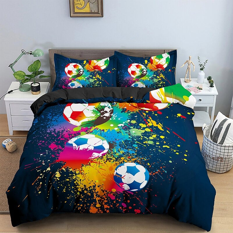 Housse de Couette Foot - Splash Foncé | Couettedouillette.com