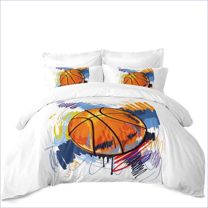 ESSAHI Housse De Couette Microfibre 3D Basketball Parures De Lit Ensemble De Literieavec Taies D