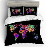 Housse de Couette Carte du Monde en fleurs -