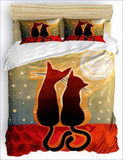 Housse de Couette Chat Coucher de Soleil - couettedouillette