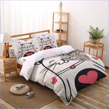 Housse de Couette Chat et Coeurs - couettedouillette