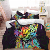 Housse de Couette Chat Multicolore Graphique -