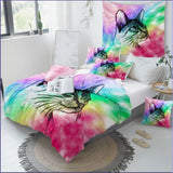 Housse de Couette Chat - Portrait Coloré - couettedouillette