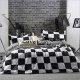 Housse de Couette Damier Noir et Blanc - couettedouillette