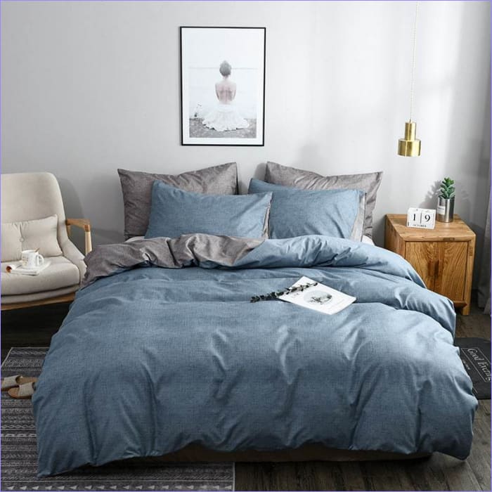 Housse de Couette Grise et Bleue | Couettedouillette.com