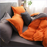 Housse de Couette Grise et Orange - couettedouillette