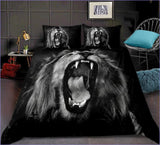 Housse de Couette Lion rugissant Noir et Blanc | Couettedouillette