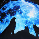 Housse de Couette Loup et Lune Bleue - couettedouillette