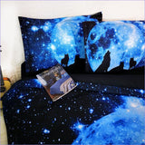 Housse de Couette Loup et Lune Bleue - couettedouillette