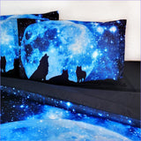 Housse de Couette Loup et Lune Bleue - couettedouillette