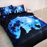 Housse de Couette Loup et Lune Bleue - couettedouillette