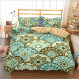 Housse de Couette Mandala Vert turquoise - couettedouillette