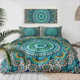 Housse de Couette motif Mandala Vert Mosaique -