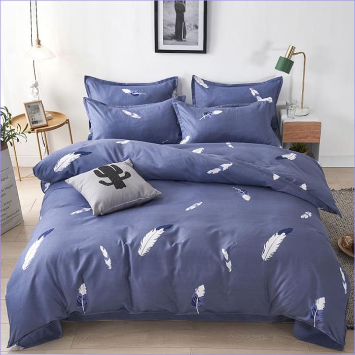 Housse de Couette Plume Bleue Marine | Couettedouillette.com