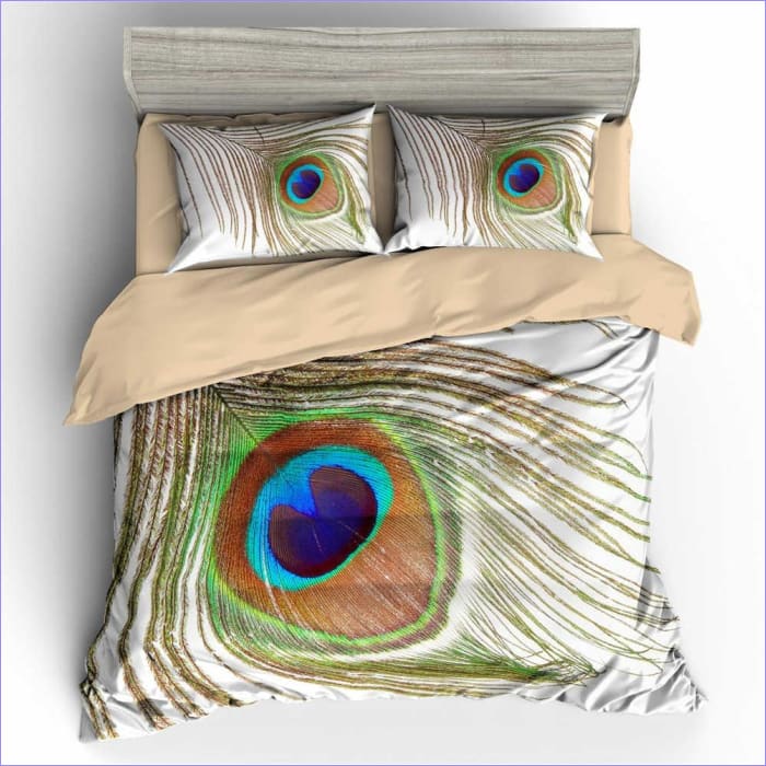 Housse de Couette Plume de Paon Dorée | Couettedouillette.com