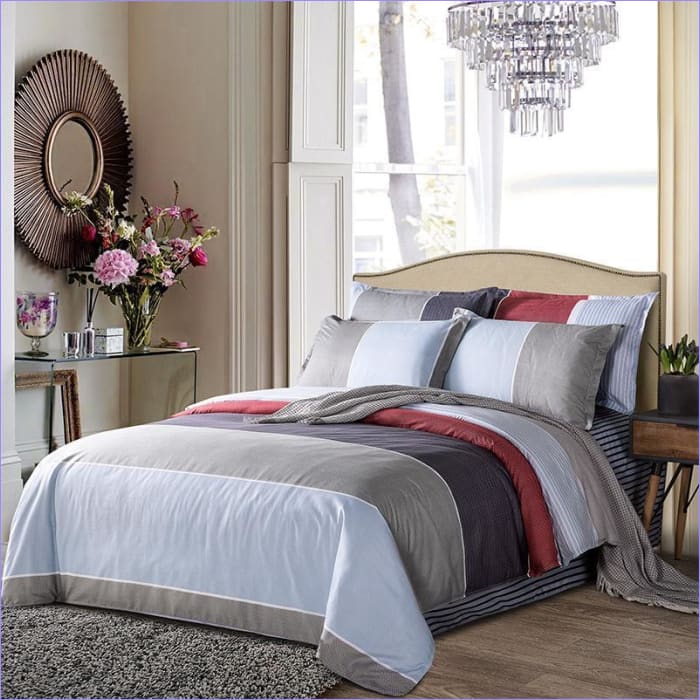 Housse de Couette Rouge et Gris | Couettedouillette.com