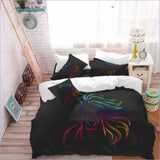 Housse de Couette Tête de Cheval Arc en Ciel -