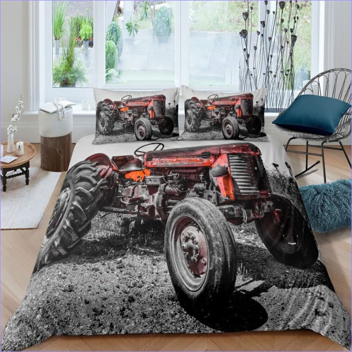 Housse de Couette Tracteur Rouge Vintage | Couettedouillette.com