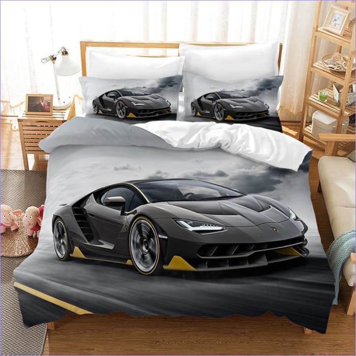 Housse De Couette Coton 135x200 Cm - Motif Voiture De Police Pour Enfant, Garçon/fille