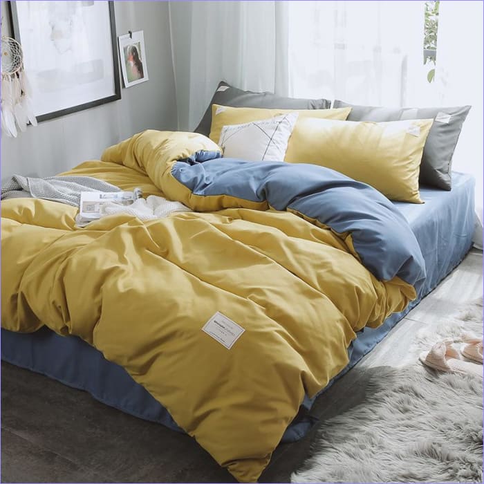 Couette bicolore bleu vert / gris - 2 personnes - mi saison - mortreux Couette bicolore bleu vert / gris - 2 personnes - mi saison - mortreux