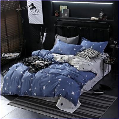 Housse de Couette Ciel étoilé Bleu foncé Impression 3D,avec 2 Taies d Housse de Couette Ciel étoilé Bleu foncé Impression 3D,avec 2 Taies d