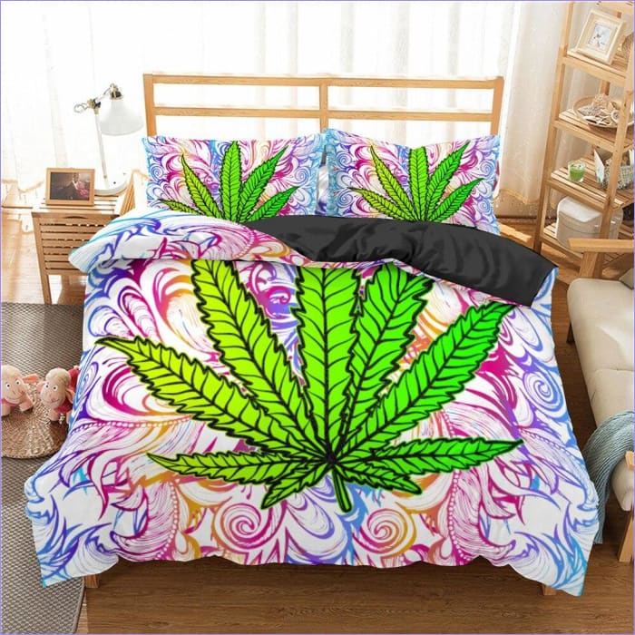 Parure de lit à motif de feuilles de cannabis pour femmes et