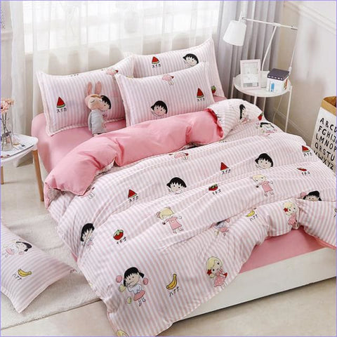 Housse de Couette Fille Style Manga Rose - couettedouillette