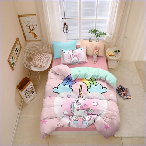 Housse De Couette Licorne Pour Fille - Parure De Lit 3D Avec Taies D'oreiller - Douce Et Facile à Entretenir - Taille 240x220cm - 3