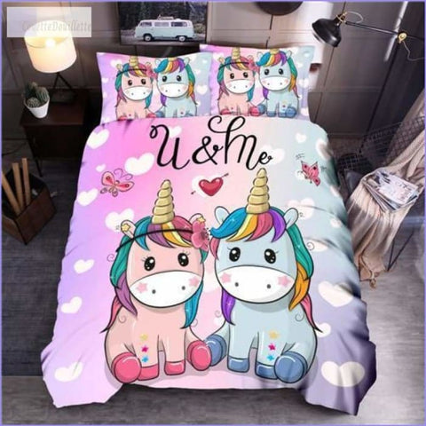 Housse de couette Licorne you and me - couettedouillette
