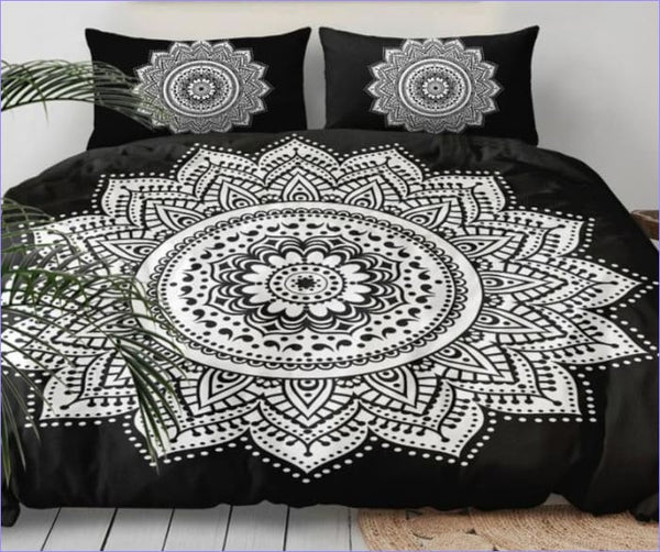 Housse de Couette Mandala Noir et Blanc Couettedouillette