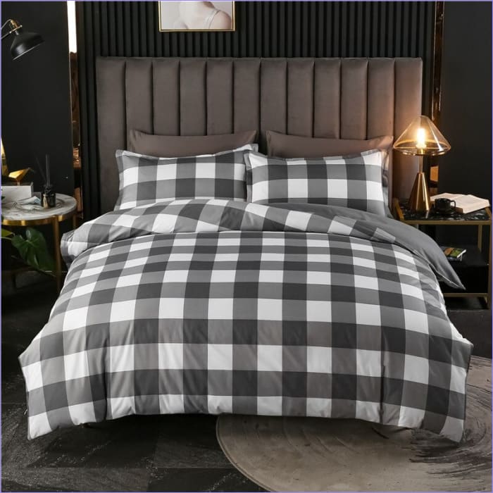 Housse de Couette Vichy Noir et Blanc | Couettedouillette.com